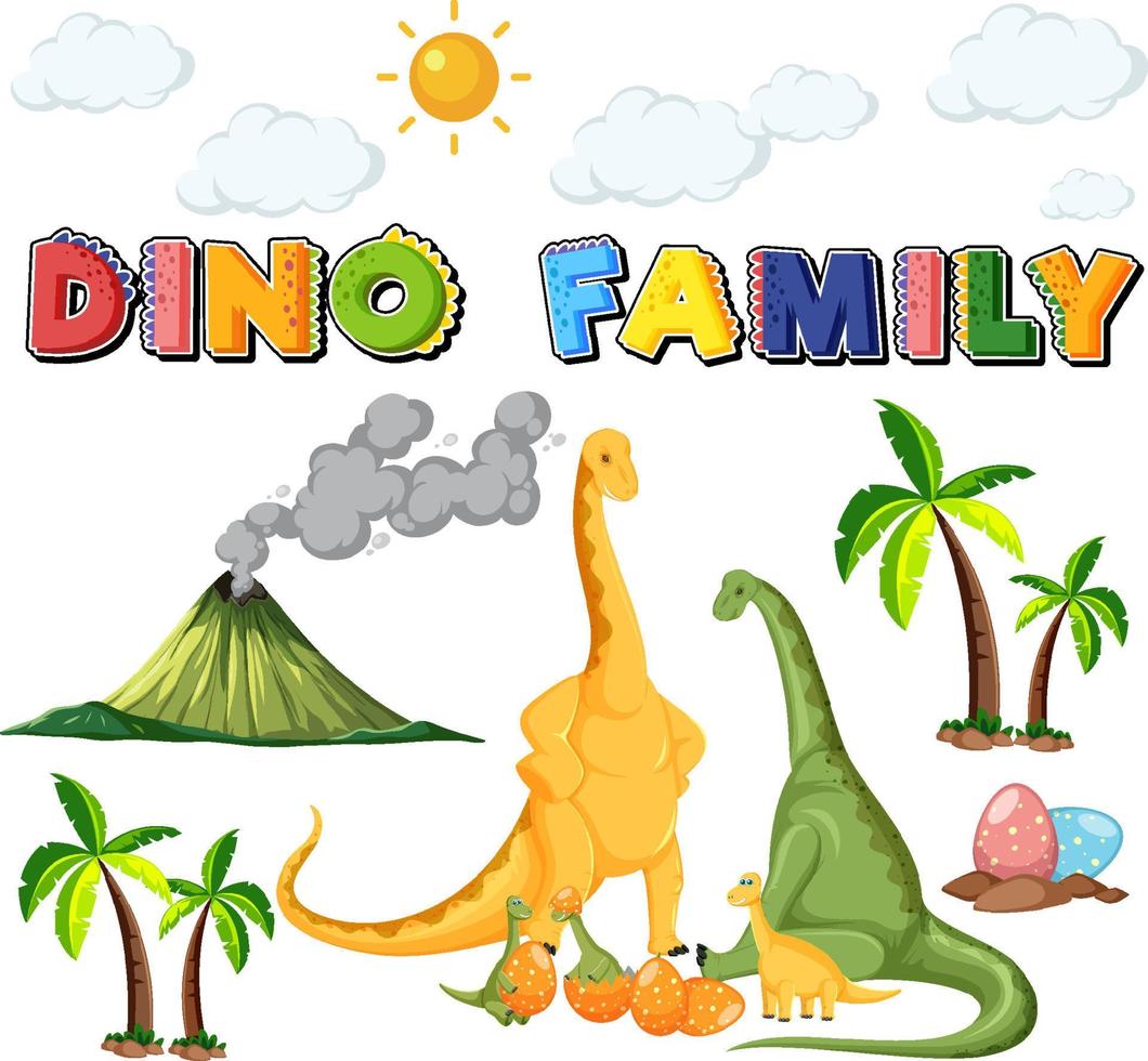 Brachiosaurus dinosaur with nature elements vector