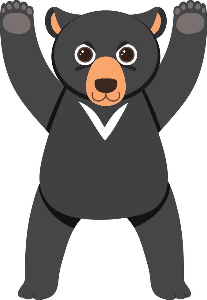 Cute black bear in flat cartoon style vector