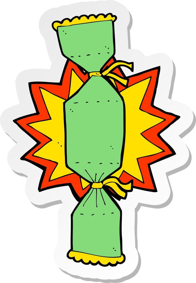 sticker of a cartoon christmas cracker vector