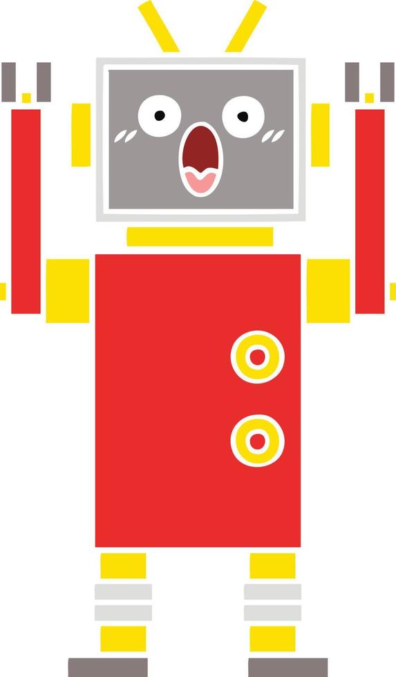 flat color retro cartoon robot vector