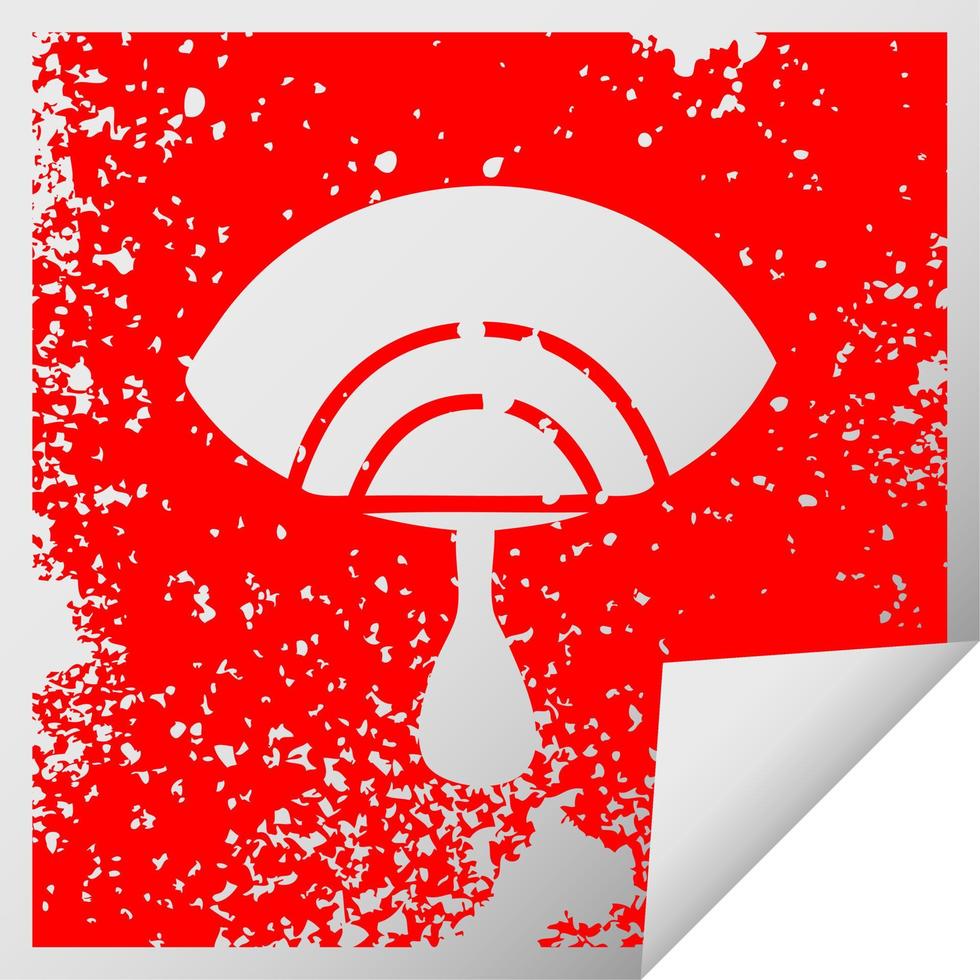distressed square peeling sticker symbol crying eye vector