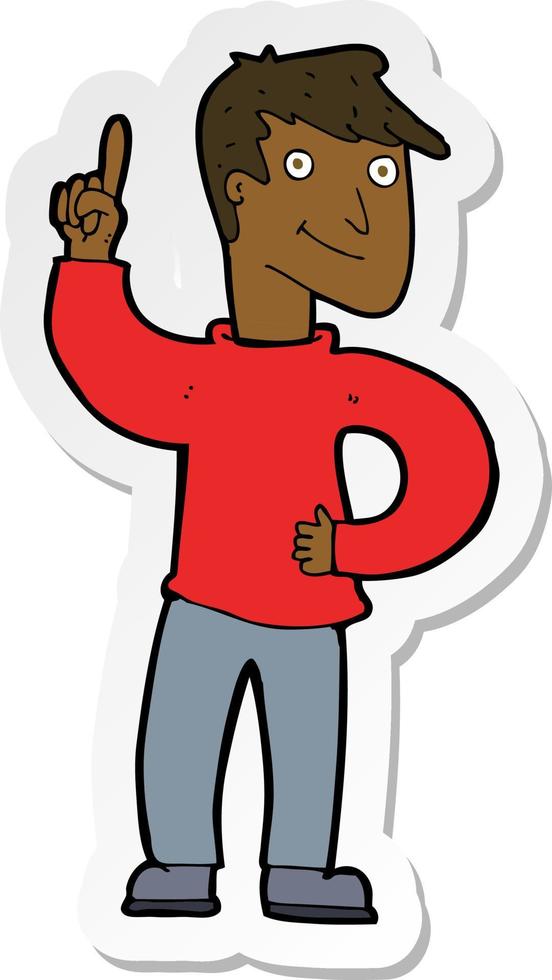 sticker of a cartoon man with great idea vector