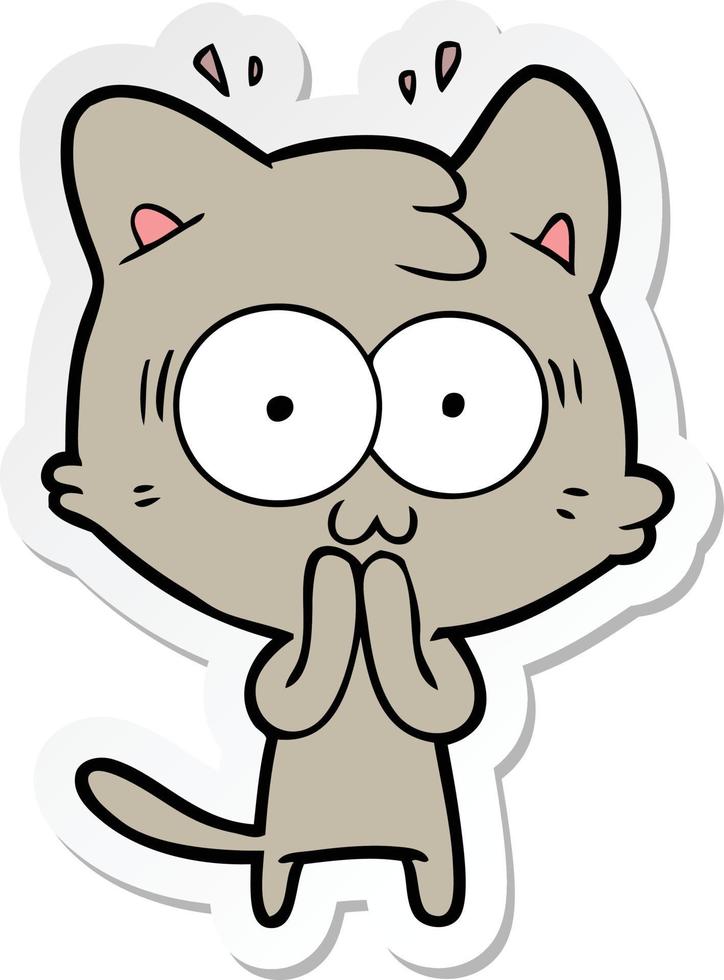 sticker of a cartoon surprised cat vector