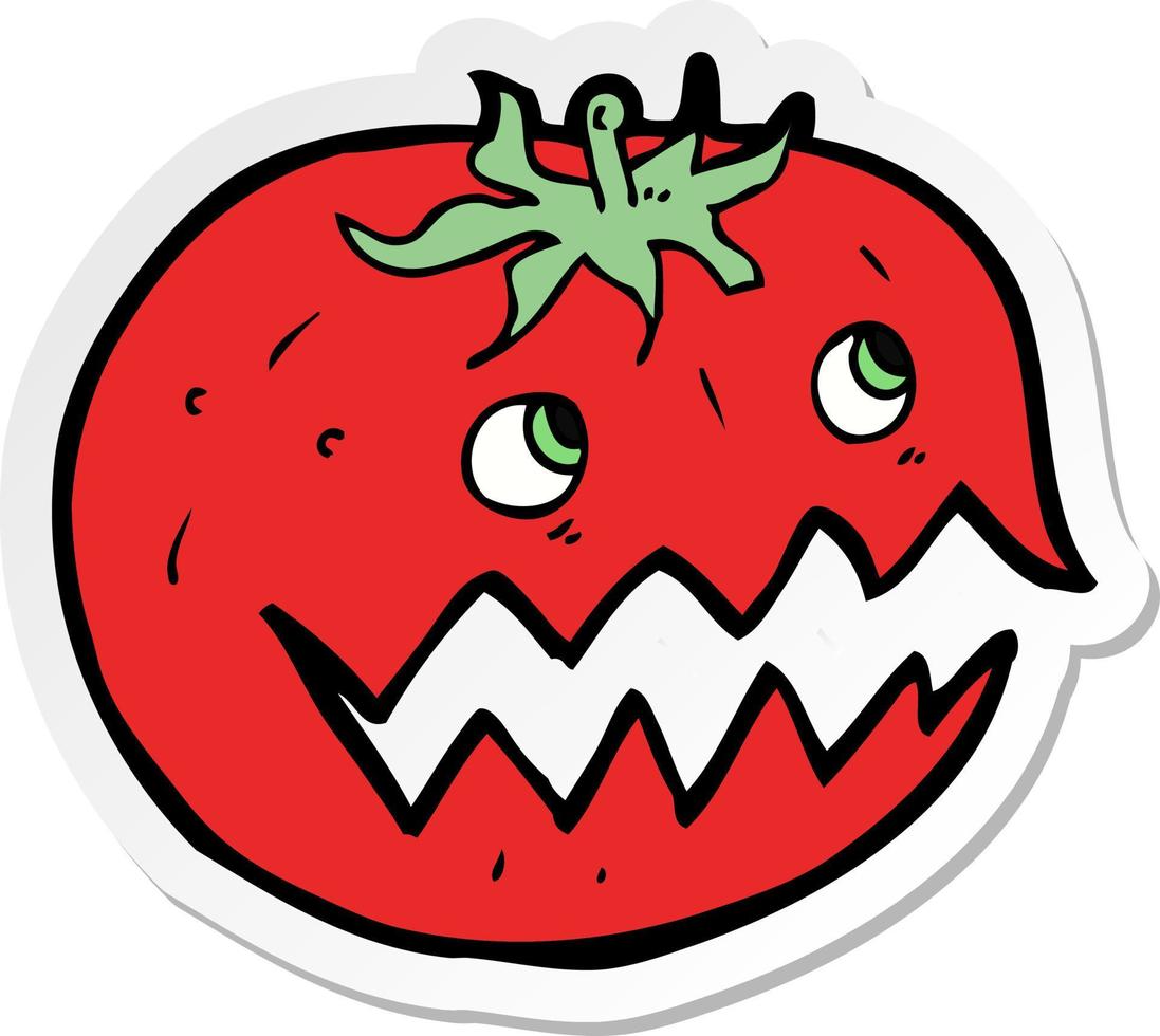 sticker of a cartoon tomato vector