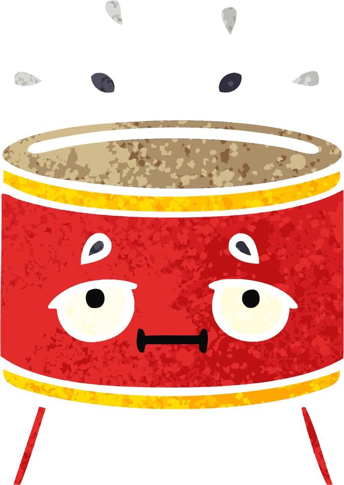 retro illustration style cartoon drum vector