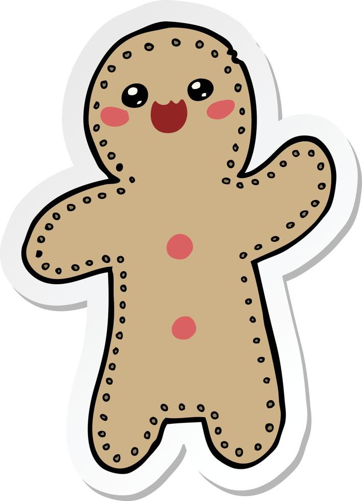 sticker of a cartoon gingerbread man vector