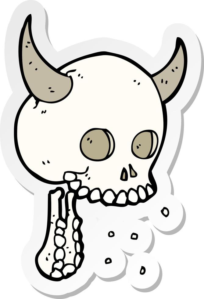 sticker of a cartoon spooky skull vector