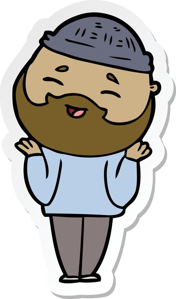 sticker of a cartoon happy bearded man vector