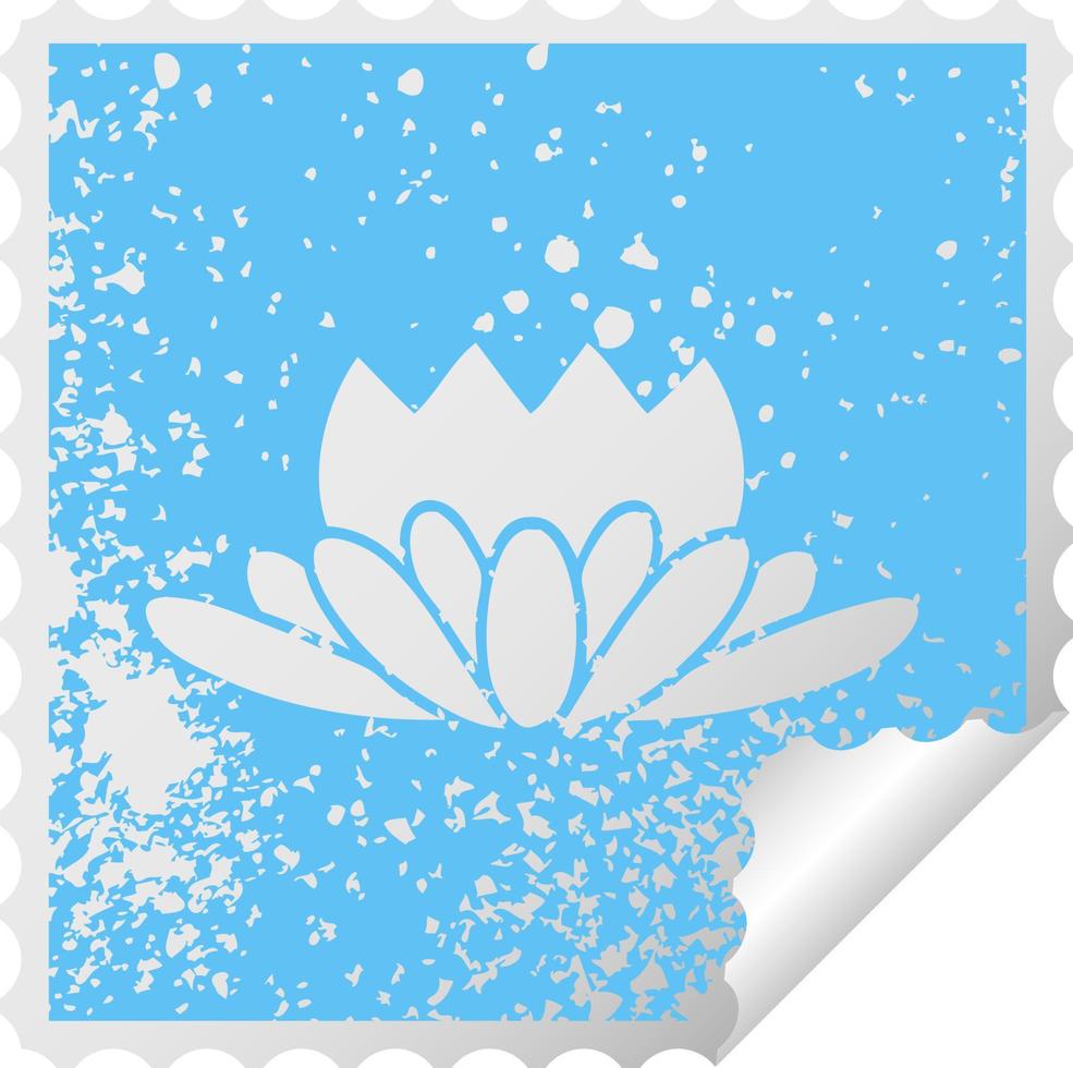 distressed square peeling sticker symbol flower vector