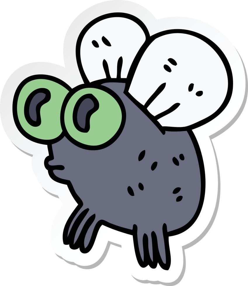 sticker of a quirky hand drawn cartoon fly vector