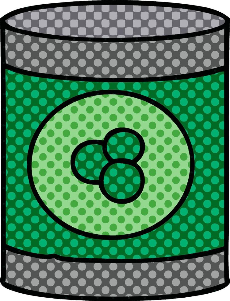 cartoon doodle of a can of peaches vector