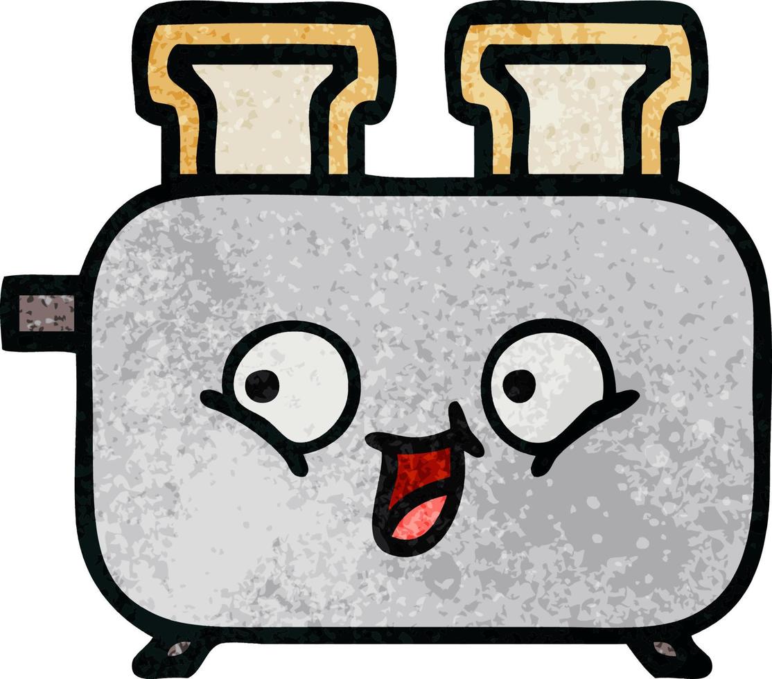 retro grunge texture cartoon of a toaster vector