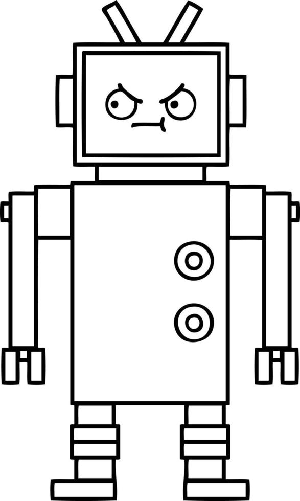 line drawing cartoon robot vector