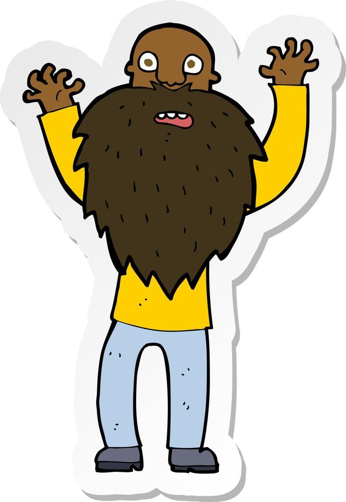 sticker of a cartoon frightened old man with beard vector