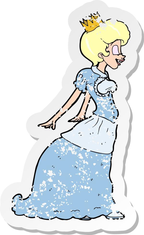 retro distressed sticker of a cartoon princess vector