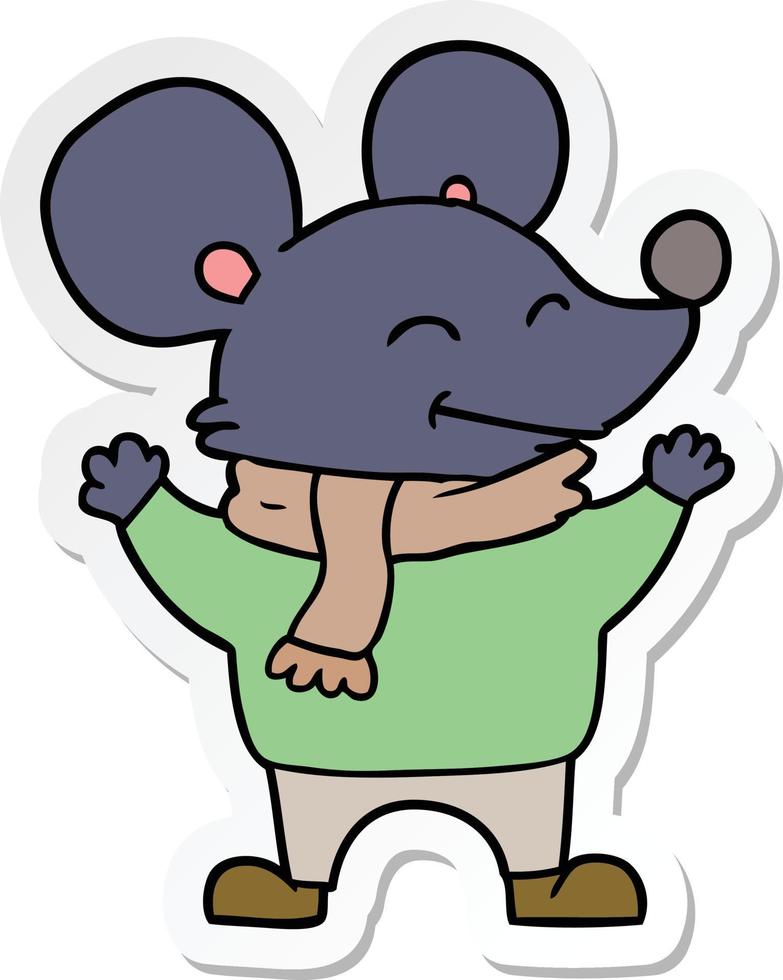 sticker of a cartoon mouse vector
