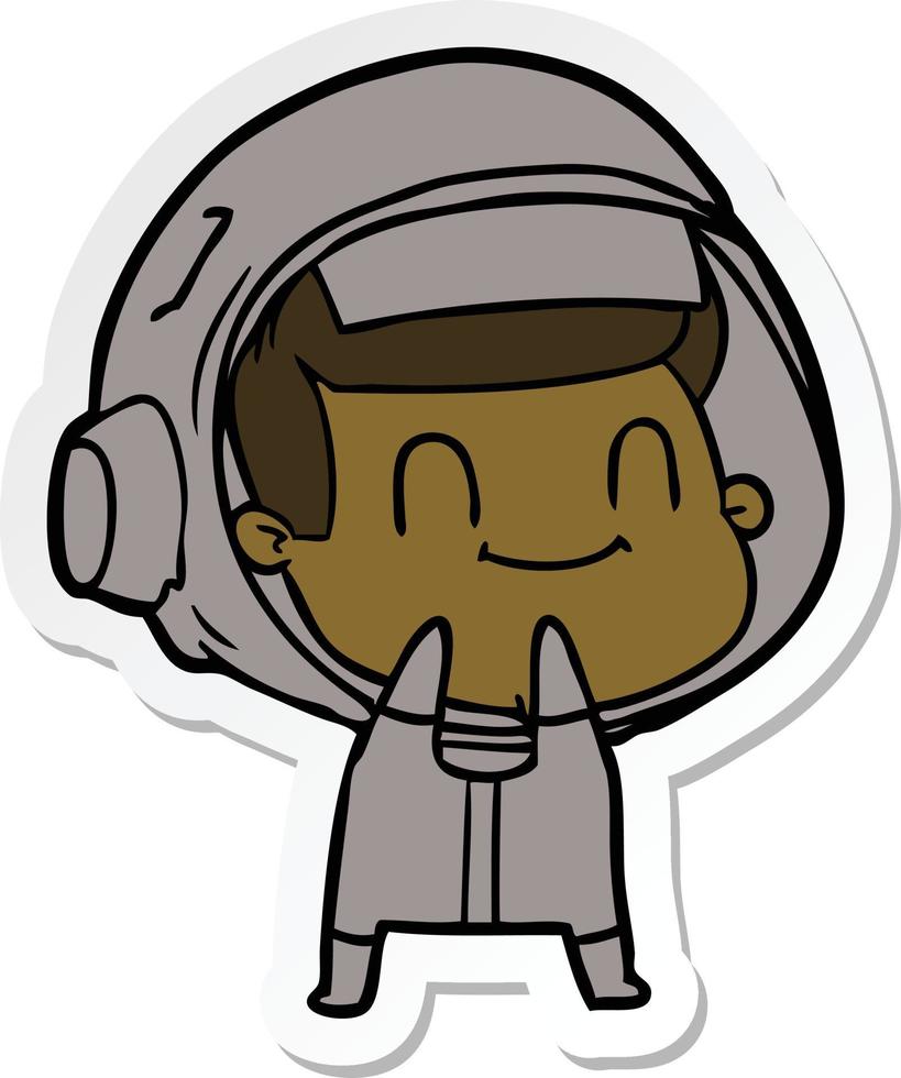 sticker of a happy cartoon astronaut vector