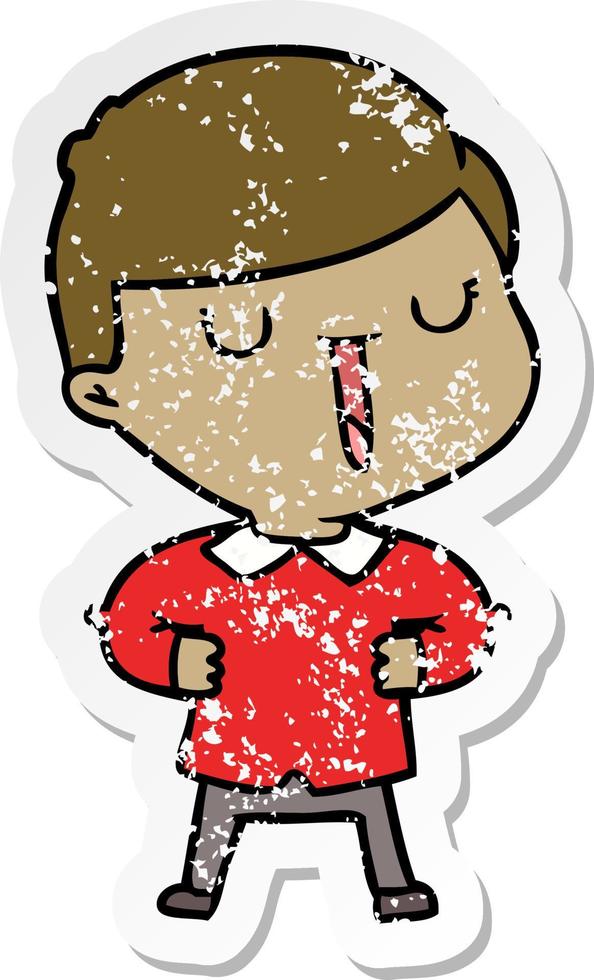 distressed sticker of a cartoon happy boy vector