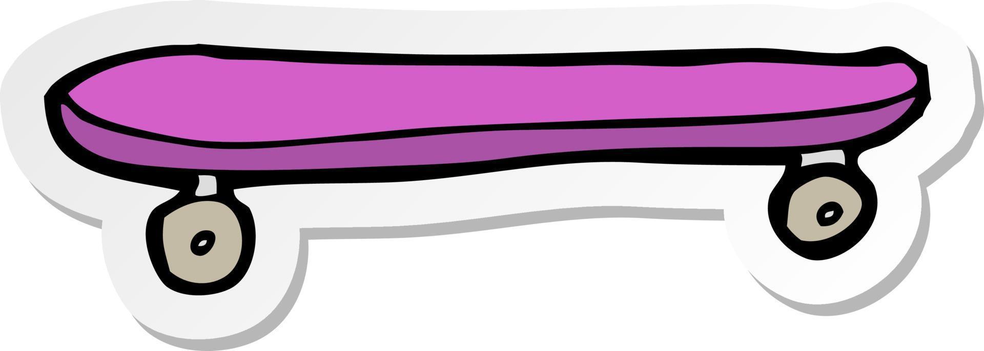 sticker of a cartoon skateboard vector
