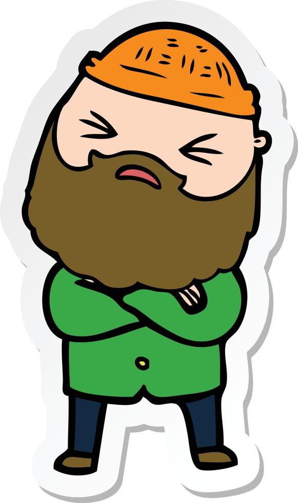 sticker of a cartoon man with beard vector