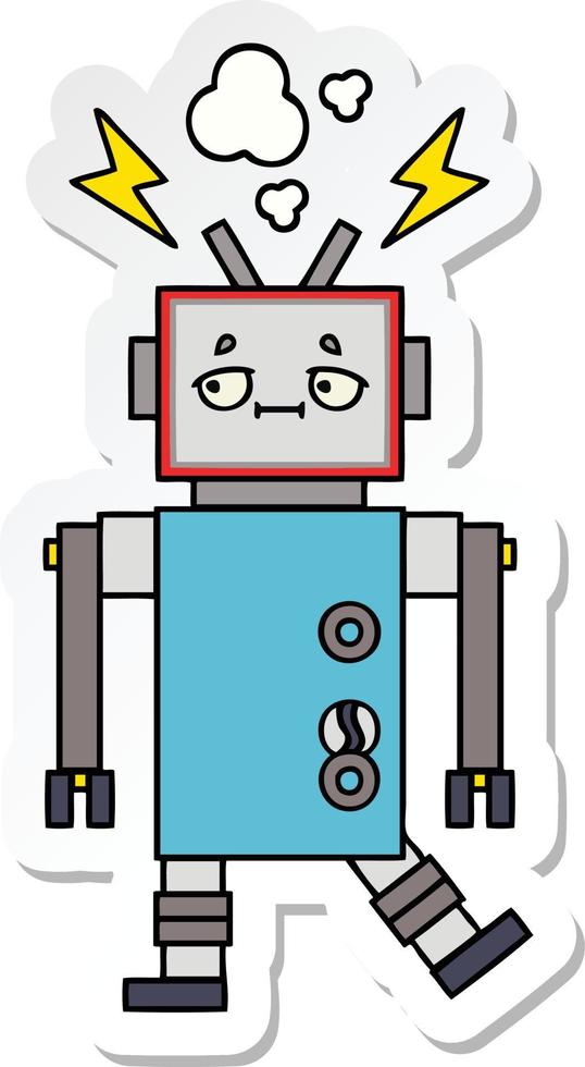 sticker of a cute cartoon robot vector