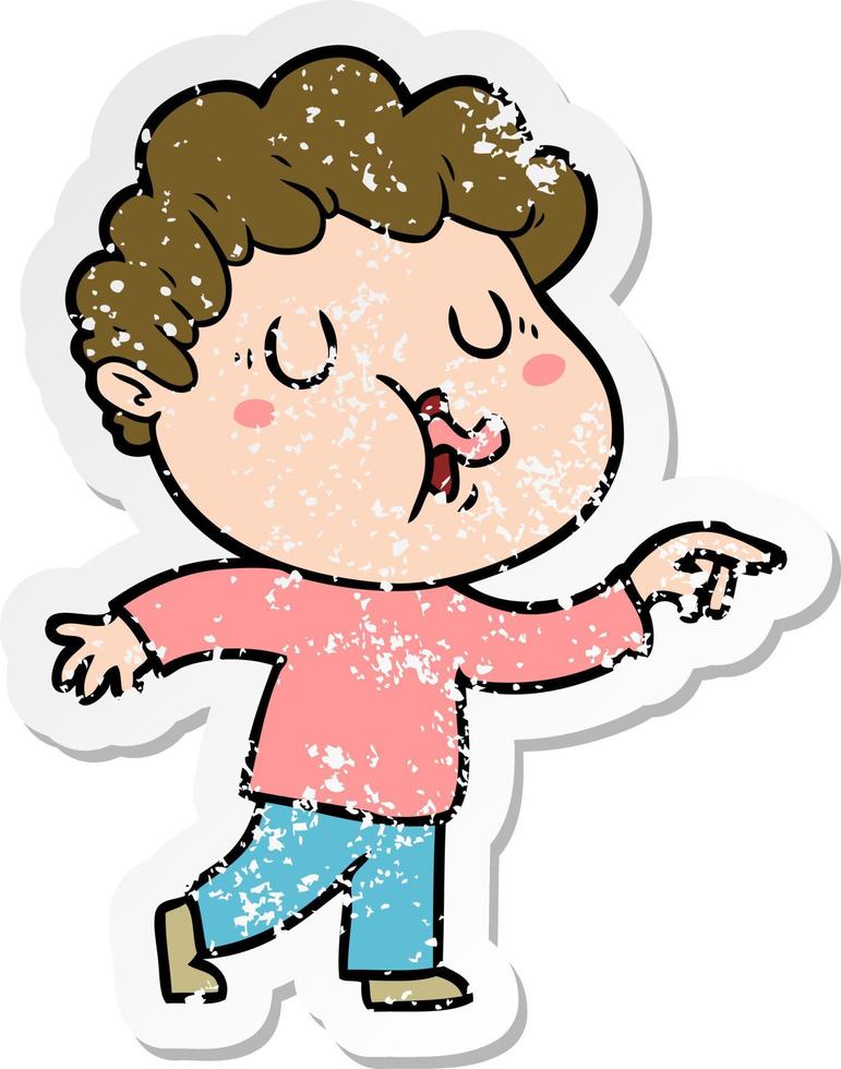 distressed sticker of a cartoon man singing vector
