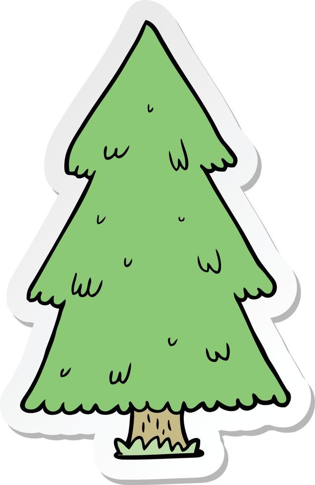 pegatina de un árbol de navidad de dibujos animados vector