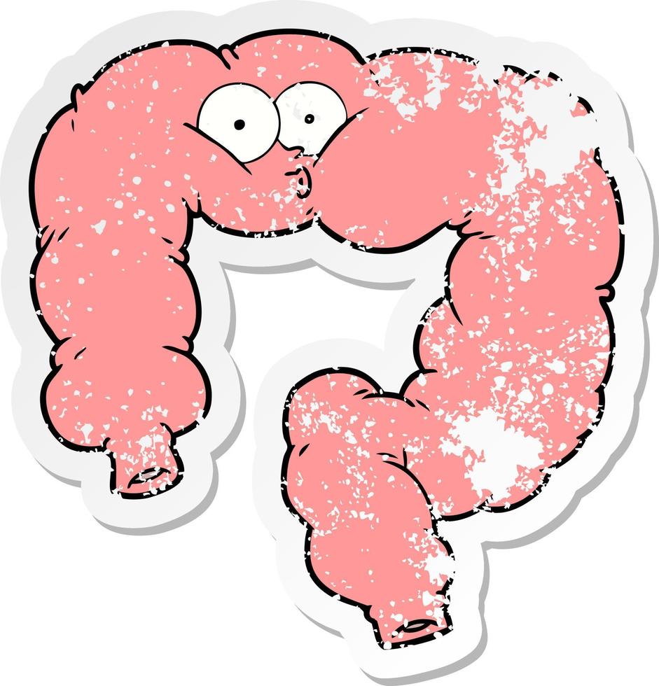 distressed sticker of a cartoon surprised colon vector