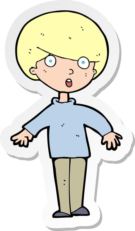 sticker of a cartoon surprised man vector