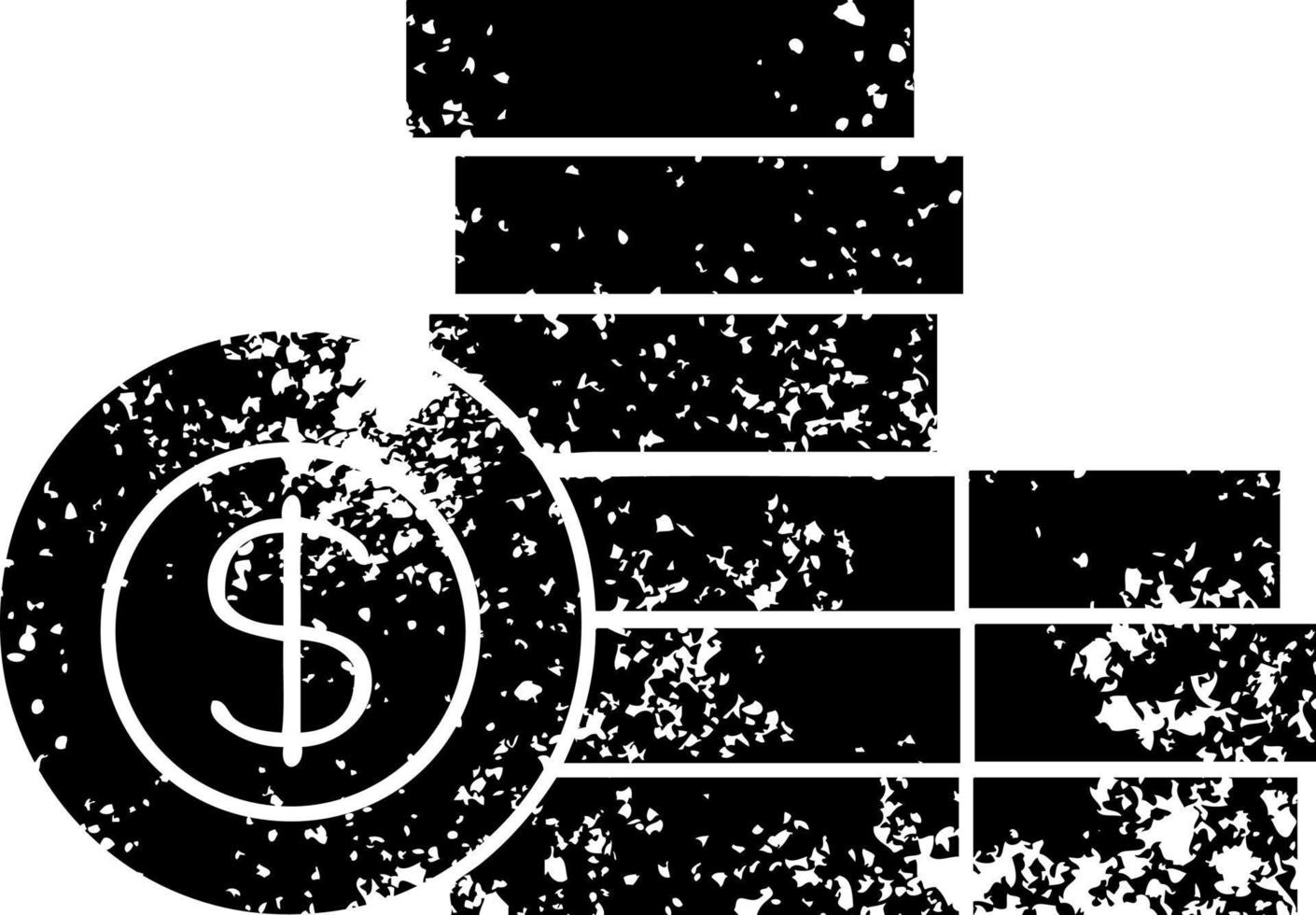 distressed symbol pile of money vector