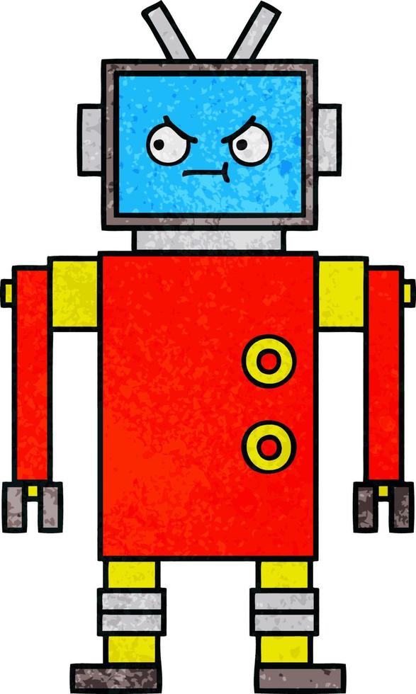 retro grunge texture cartoon robot vector