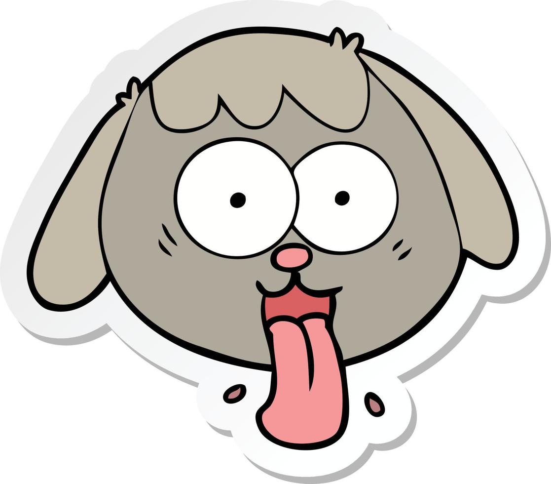 sticker of a cartoon dog face panting vector