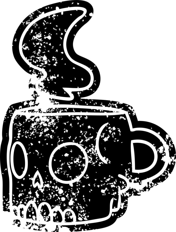 grunge icon drawing of a skull mug vector