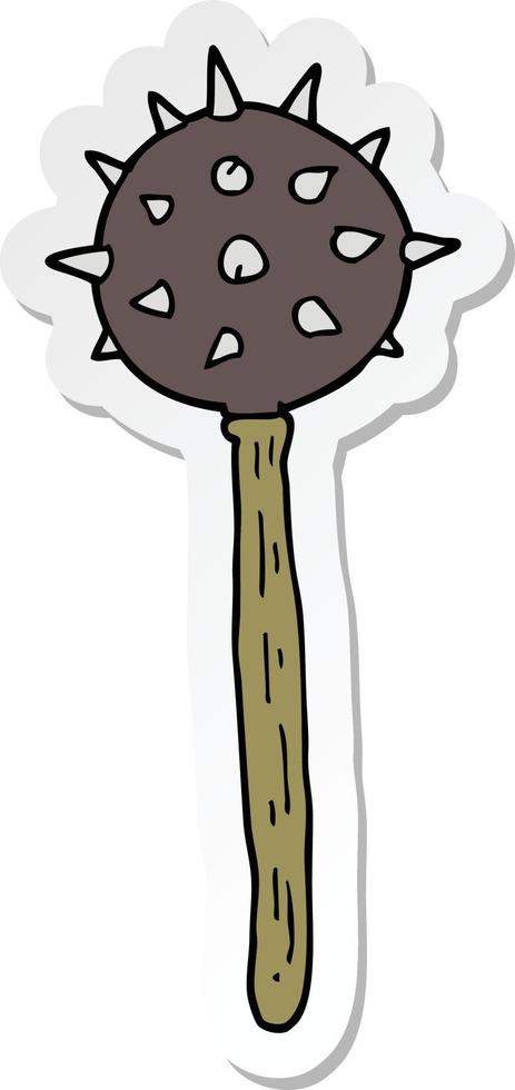 sticker of a cartoon medieval mace vector