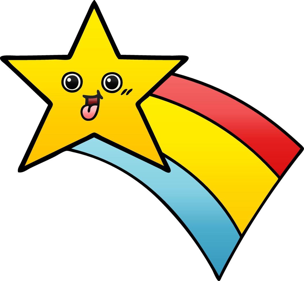 gradient shaded cartoon shooting rainbow star vector