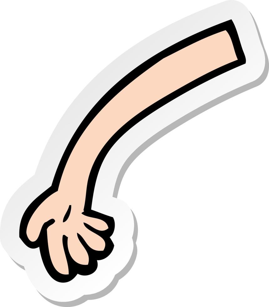 sticker of a cartoon arm vector