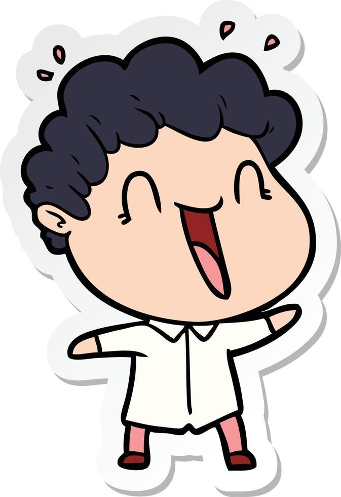 sticker of a cartoon happy man vector