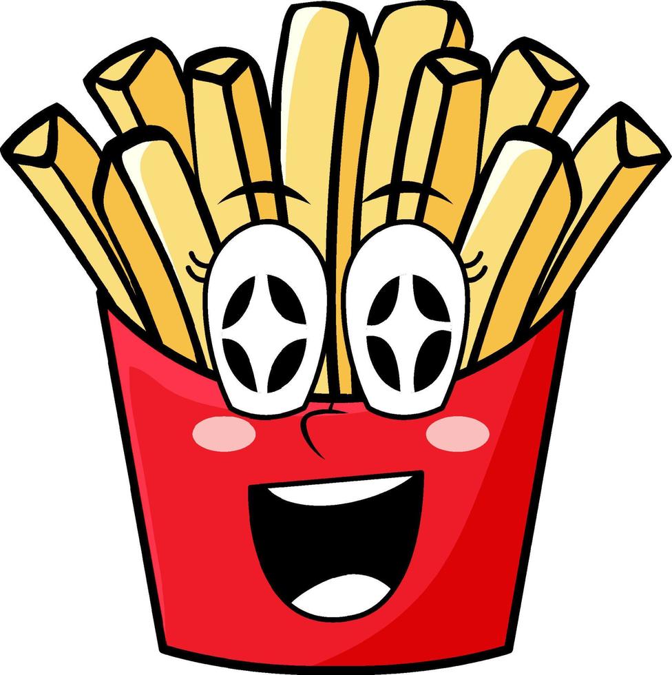 papas fritas en bolsa roja sonriendo vector