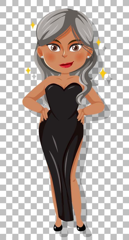 Beautiful lady cartoon character on grid background vector