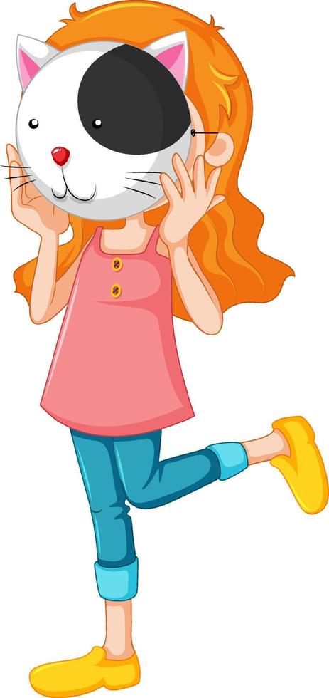 A girl wearing animal mask vector