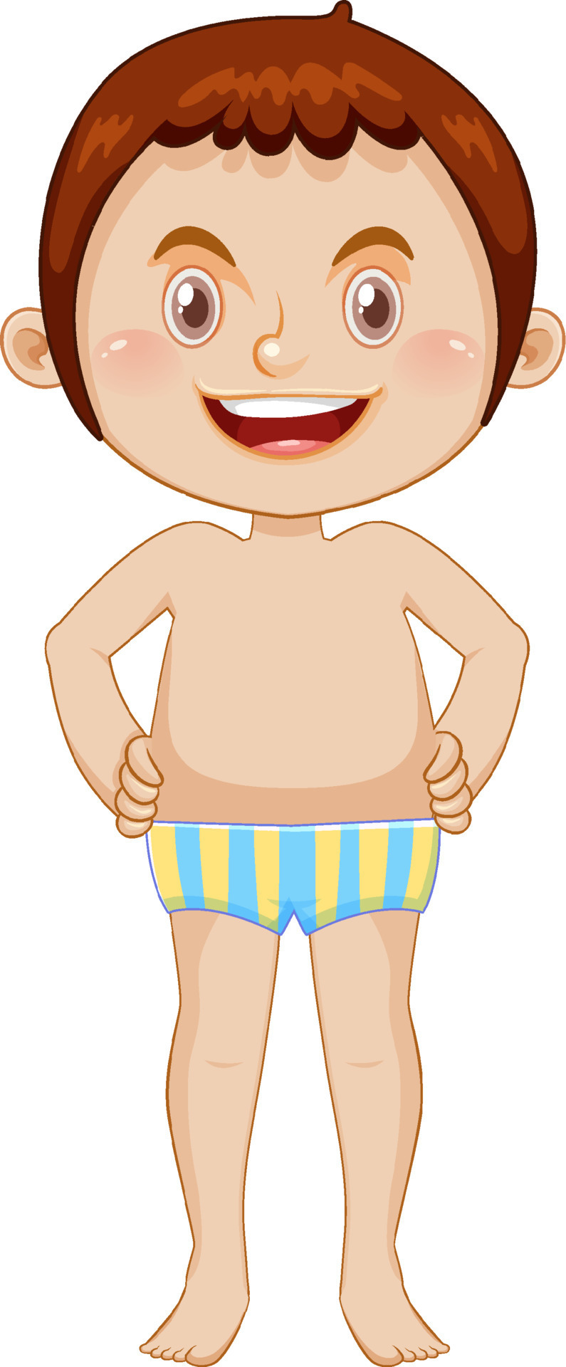 Boy wearing swimming suit cartoon character 8600291 Vector Art at Vecteezy
