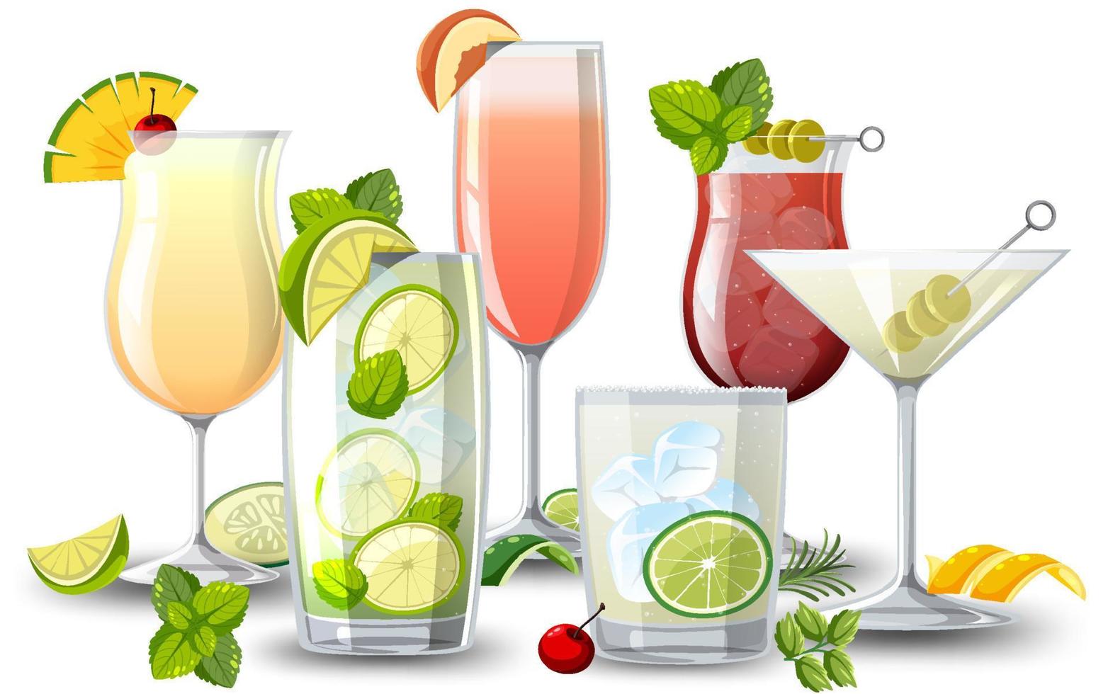 Different types of cocktails vector