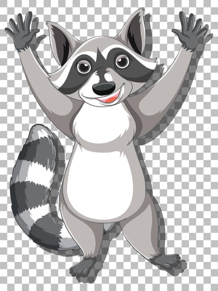 Raccoon raising hands cartoon character vector