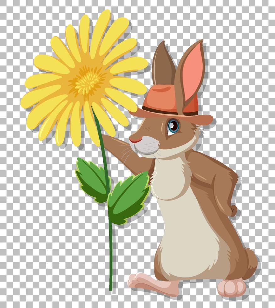 Cute rabbit on grid background vector