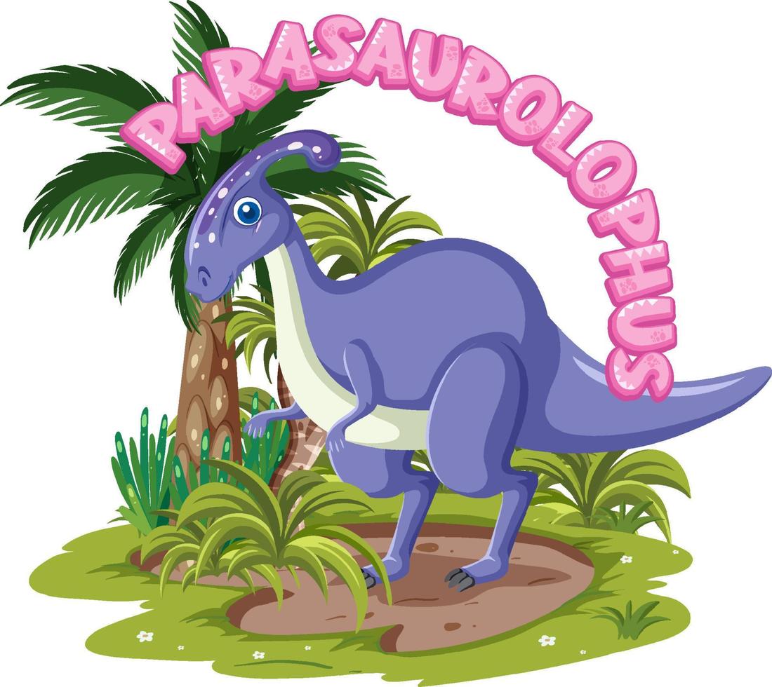 pequeño personaje de dibujos animados de dinosaurio parasaurolophus lindo vector