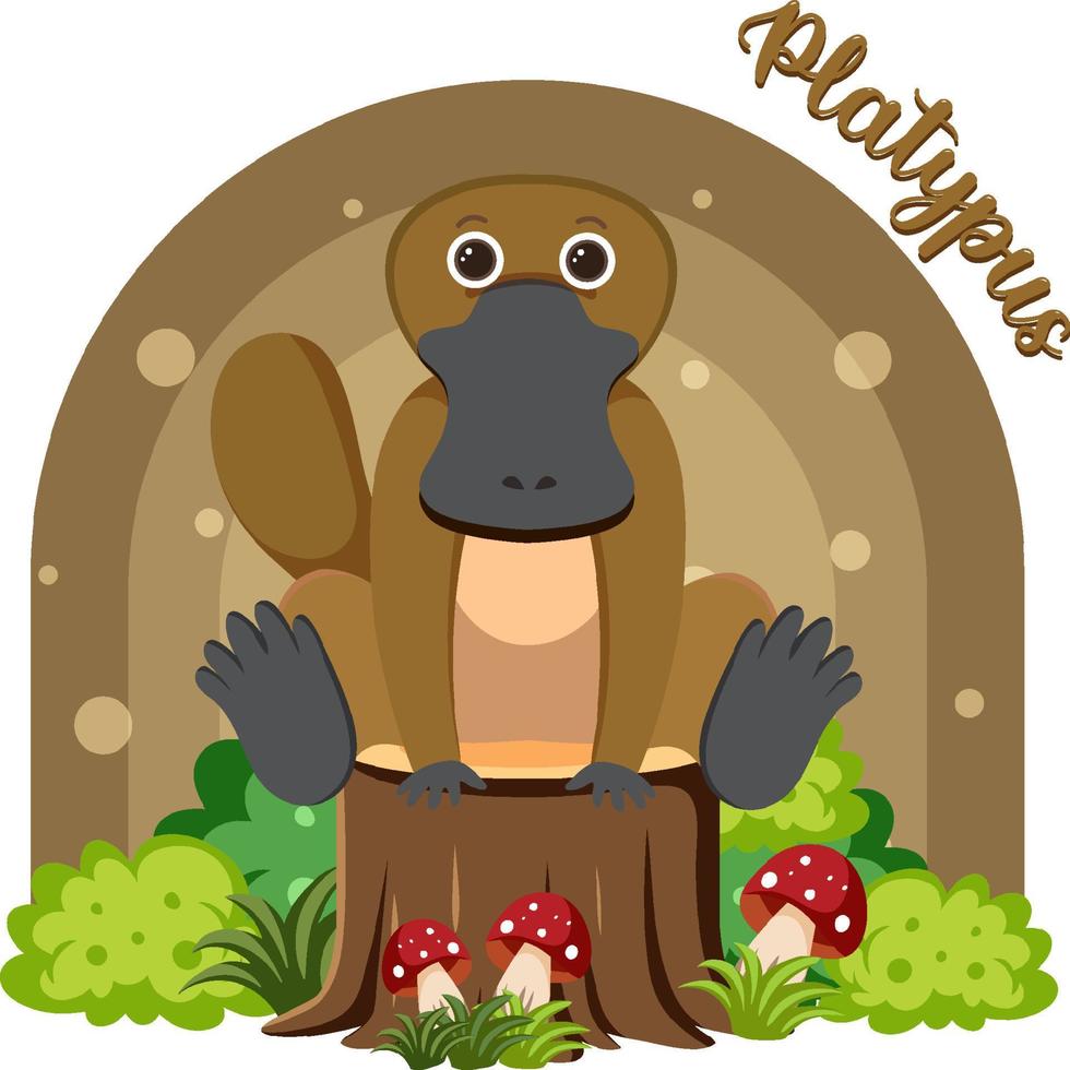 Cute platypus in cartoon flat style vector