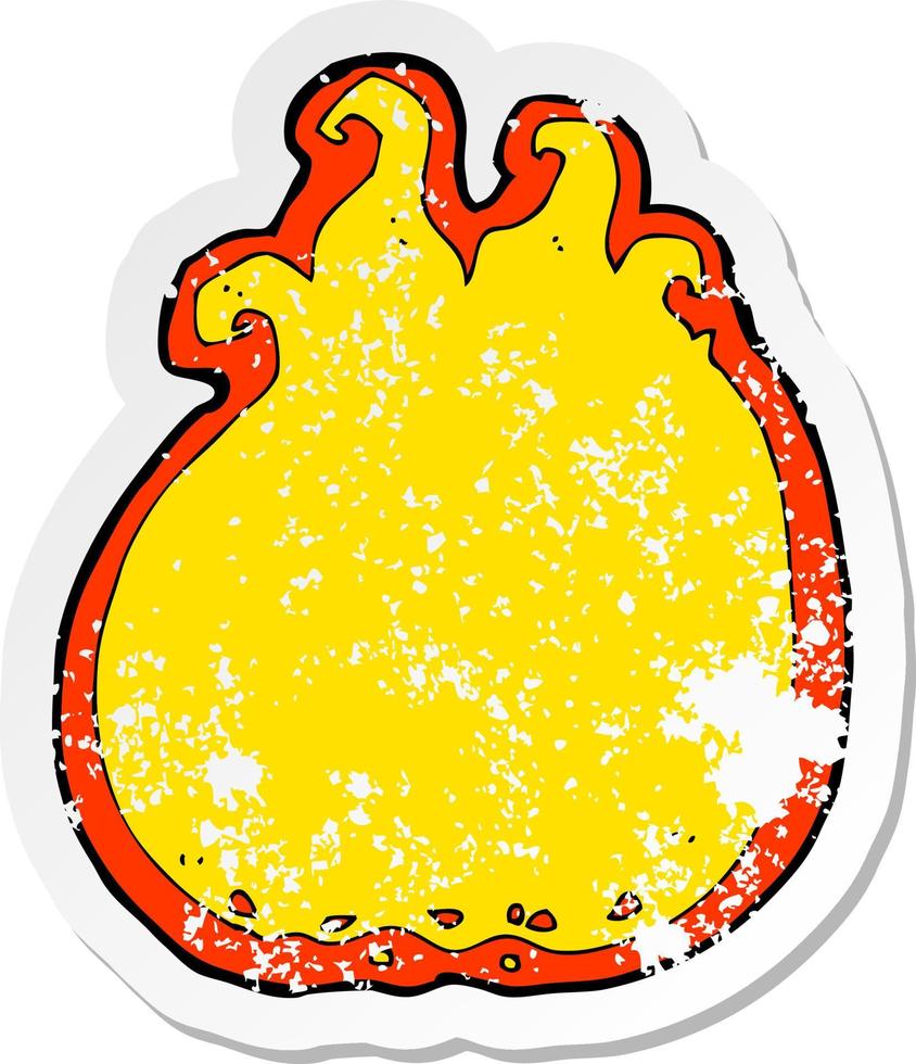 retro distressed sticker of a cartoon flame border vector