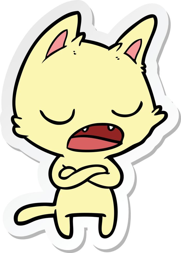 sticker of a talking cat with crossed arms vector