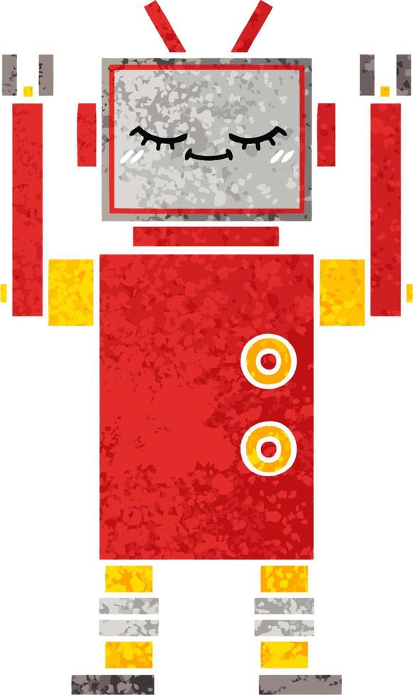 retro illustration style cartoon robot vector