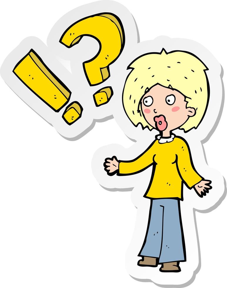 sticker of a cartoon surprised woman vector